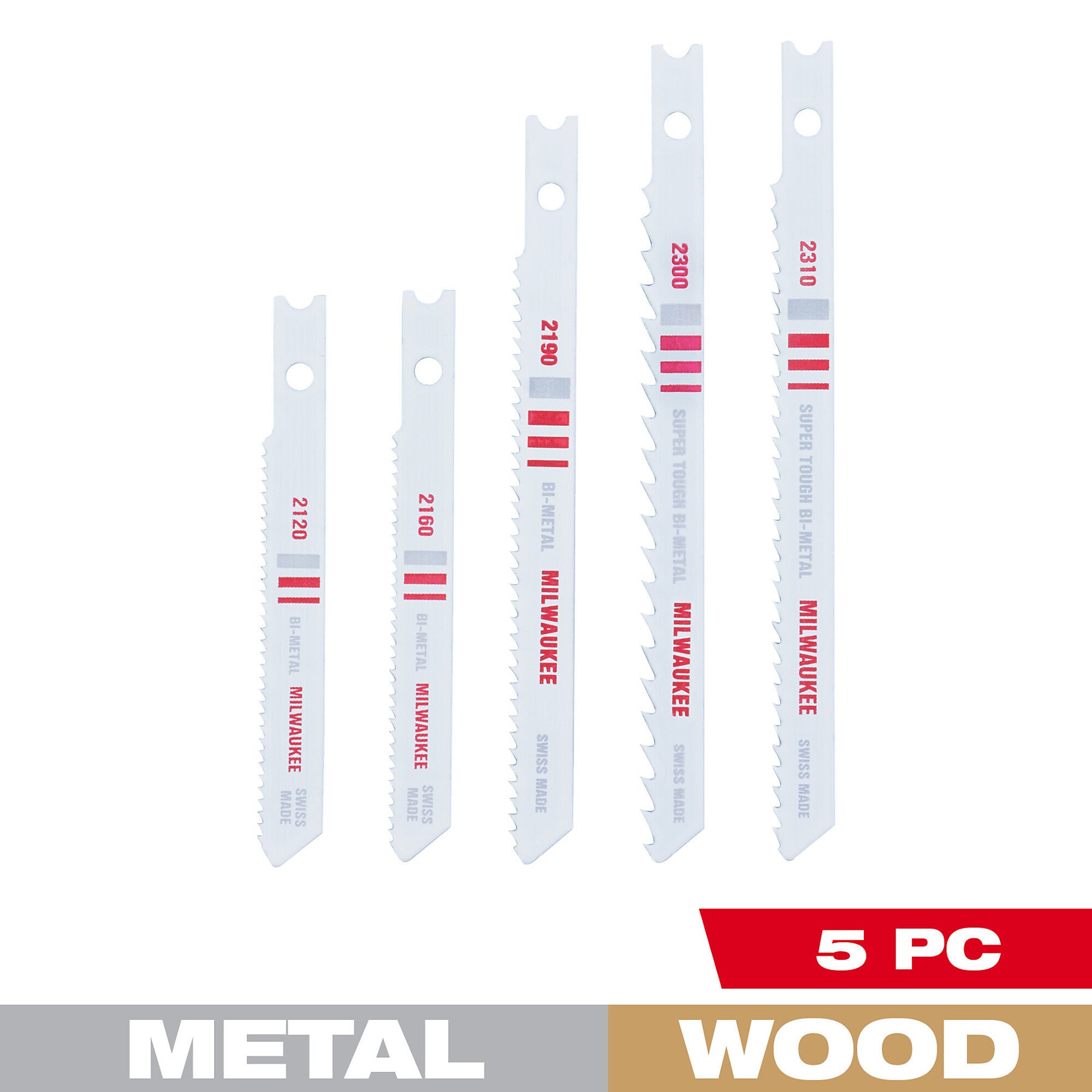Milwaukee 49-22-1168 - 5Pc U-Shank Bi-Metal Jig Saw Blade Set