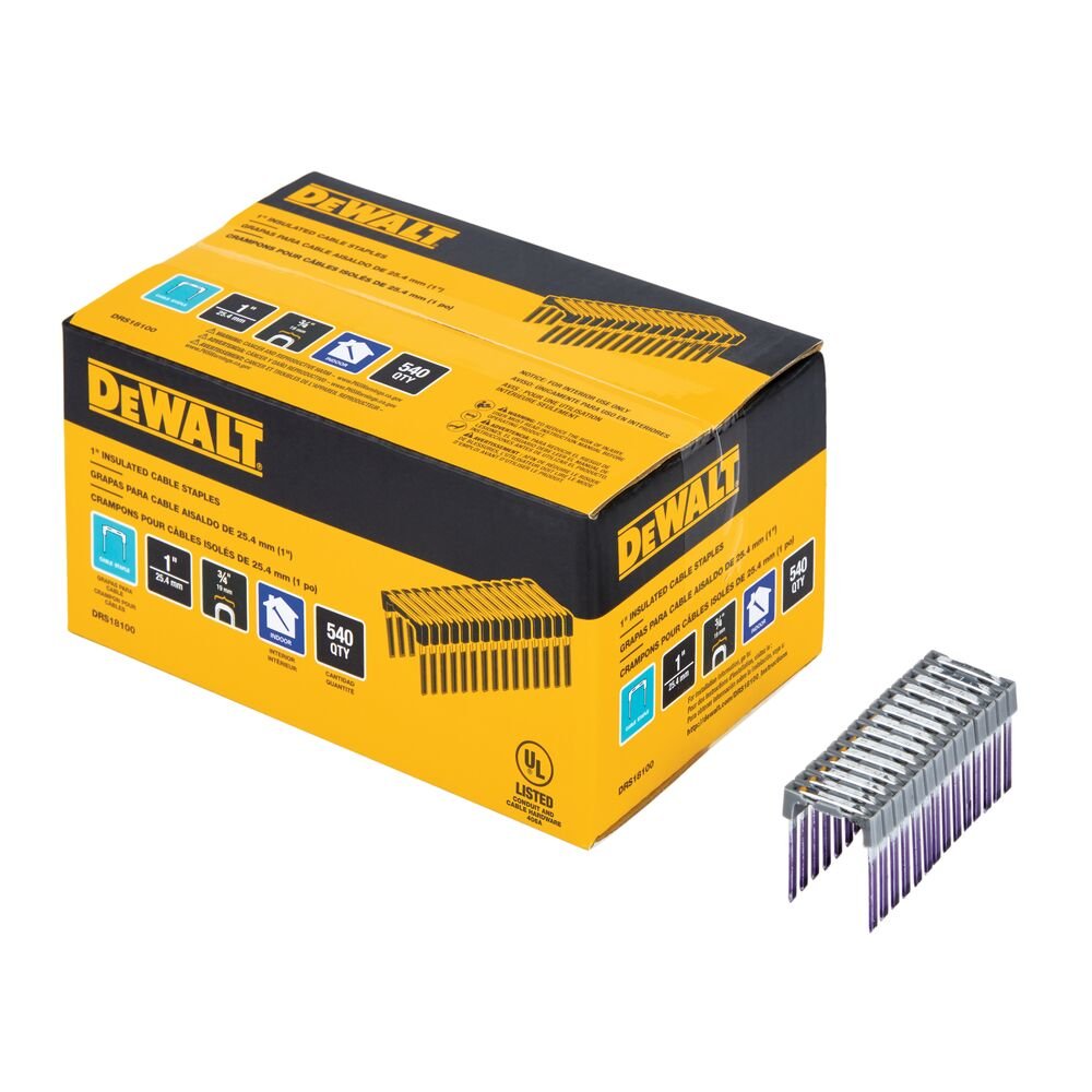 DEWALT DRS18100-1In Insulated Elect Staples 540 Qty - Wise Line Tools