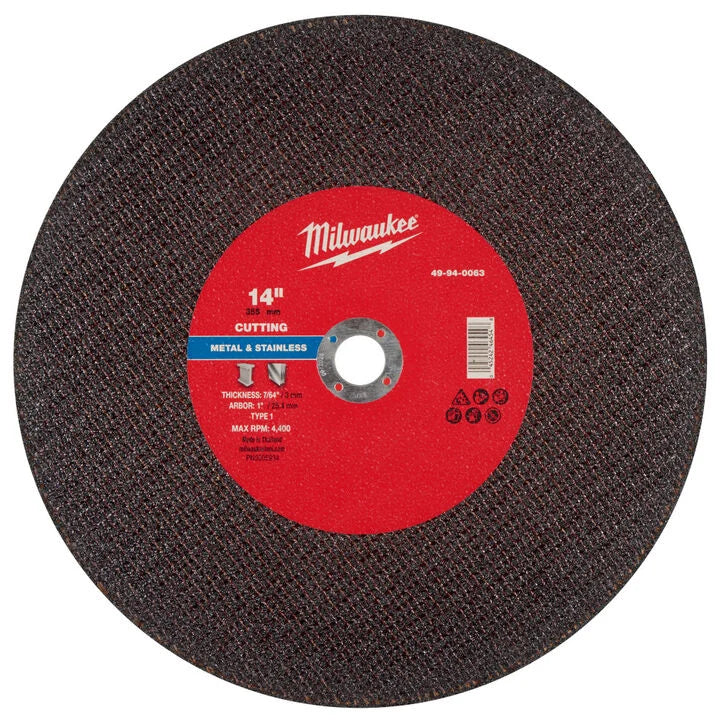 Milwaukee 49-94-0005 - 14" x 7/64" x 1" Metal Cut Off Wheel -Type 1