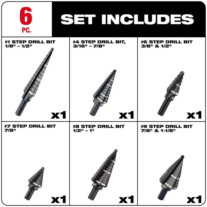 Milwaukee 48-89-9224 - 6-Piece Step Drill Bit Set