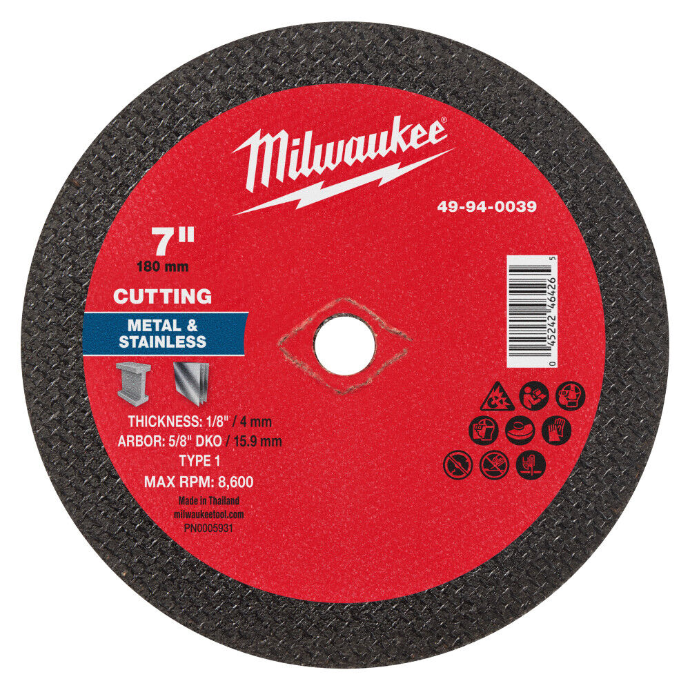 Milwaukee 49-94-0039 - 7" x 1/8" x 5/8" DKO Metal Cut Off Wheel -Type 1