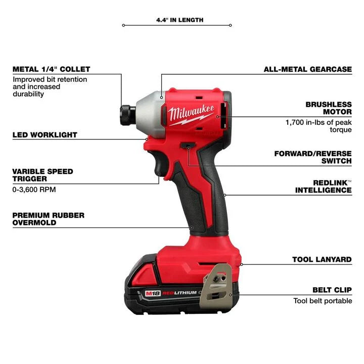 Milwaukee  3692-22CT - Milwaukee M18 Compact 2-Tool Combo Kit