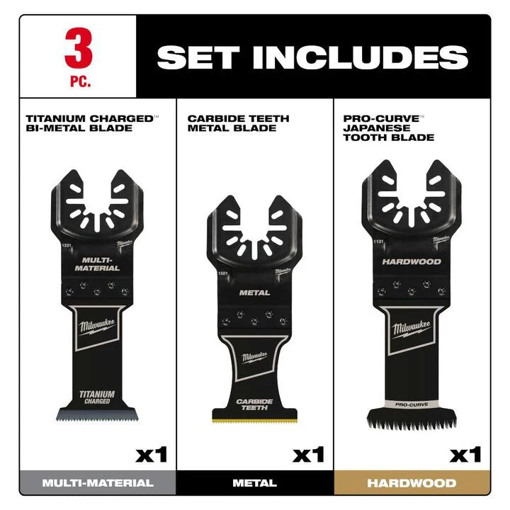 Milwaukee 49-10-9001 - OPEN-LOK 3PC ALL PURPOSE MULTI-TOOL BLADE VARIETY PACK