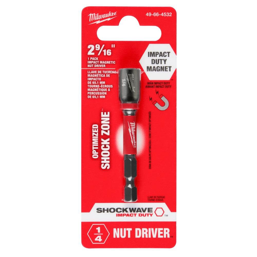 Milwaukee 49-66-4532 - SHOCKWAVE 2-9/16 in. Magnetic Nut Driver 1/4 in.