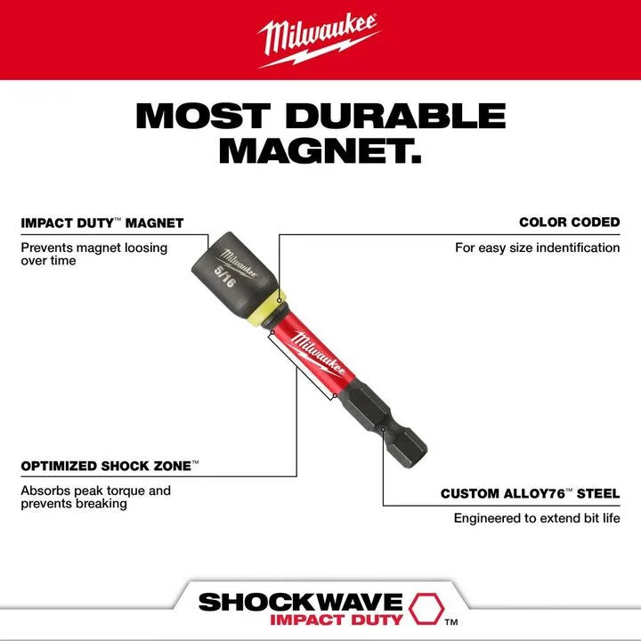 Milwaukee 49-66-4532 - SHOCKWAVE 2-9/16 in. Magnetic Nut Driver 1/4 in.