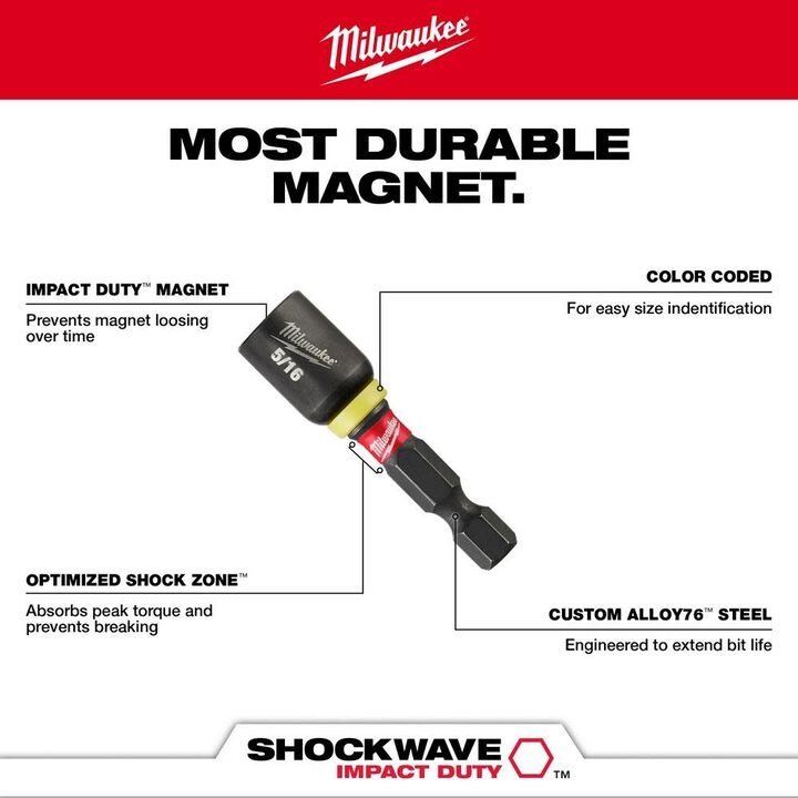 Milwaukee 49-66-4562 - SHOCKWAVE Impact Duty 1-7/8inch Magnetic Nut Driver Set 4PC