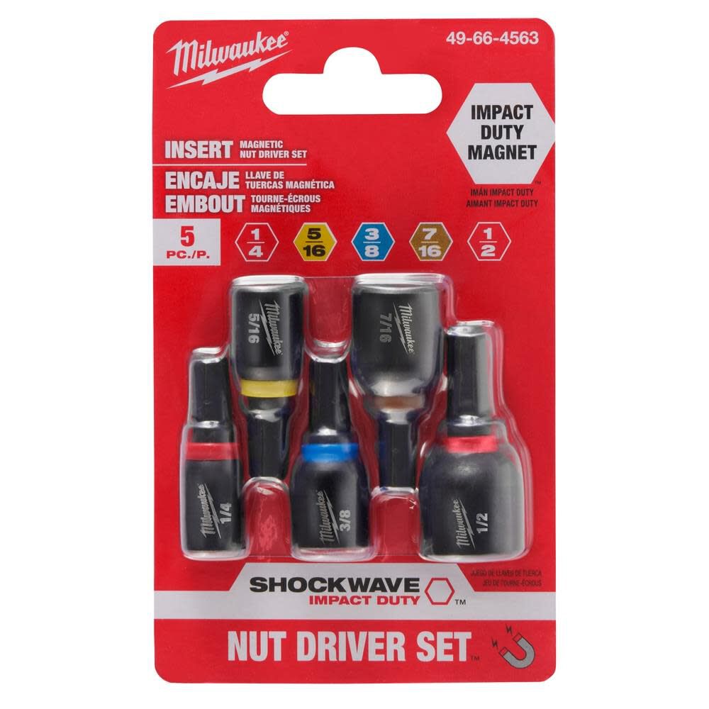 Milwaukee 49-66-4563 - Milwaukee SHOCKWAVE Impact Duty Insert Magnetic Nut Driver Set 5PC