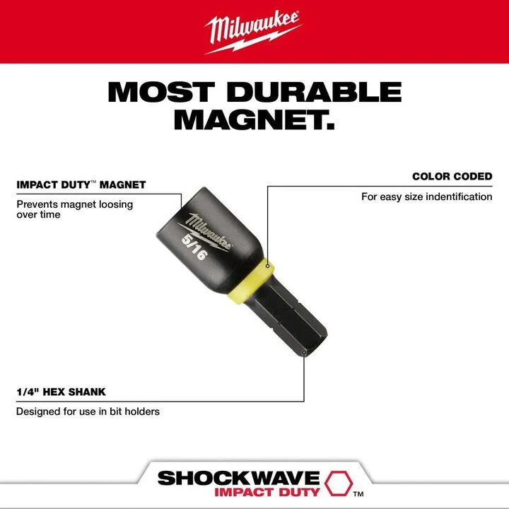 Milwaukee 49-66-4563 - Milwaukee SHOCKWAVE Impact Duty Insert Magnetic Nut Driver Set 5PC