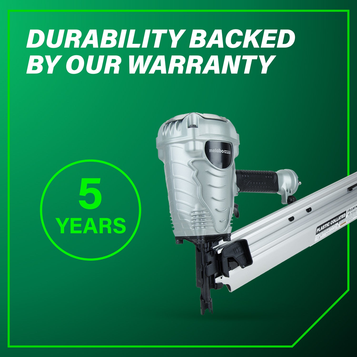 METABO HPT NR90AES1M - 21 Degree Plastic Collated 3-1/2 Inch Framing Nailer