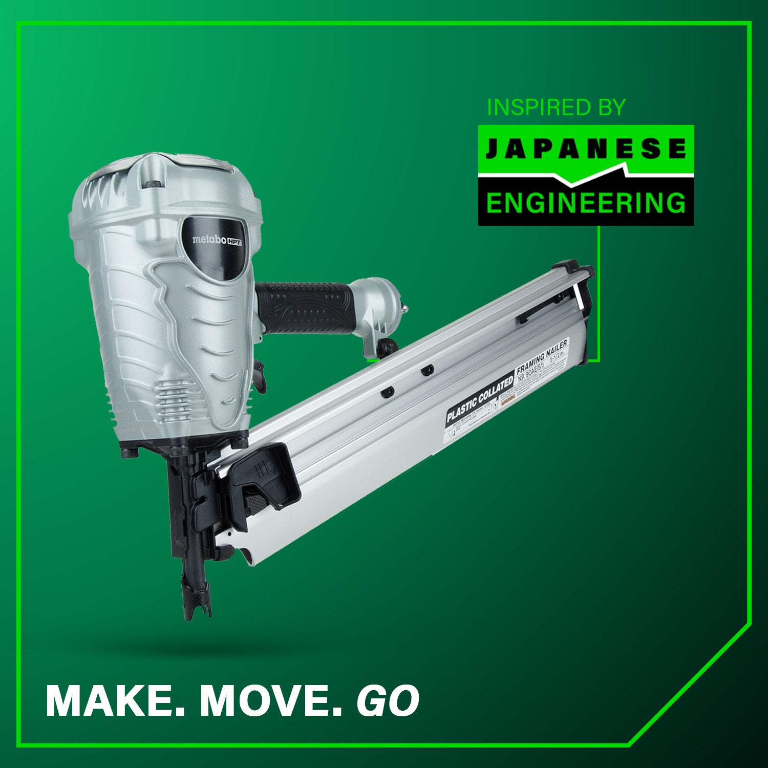 METABO HPT NR90AES1M - 21 Degree Plastic Collated 3-1/2 Inch Framing Nailer