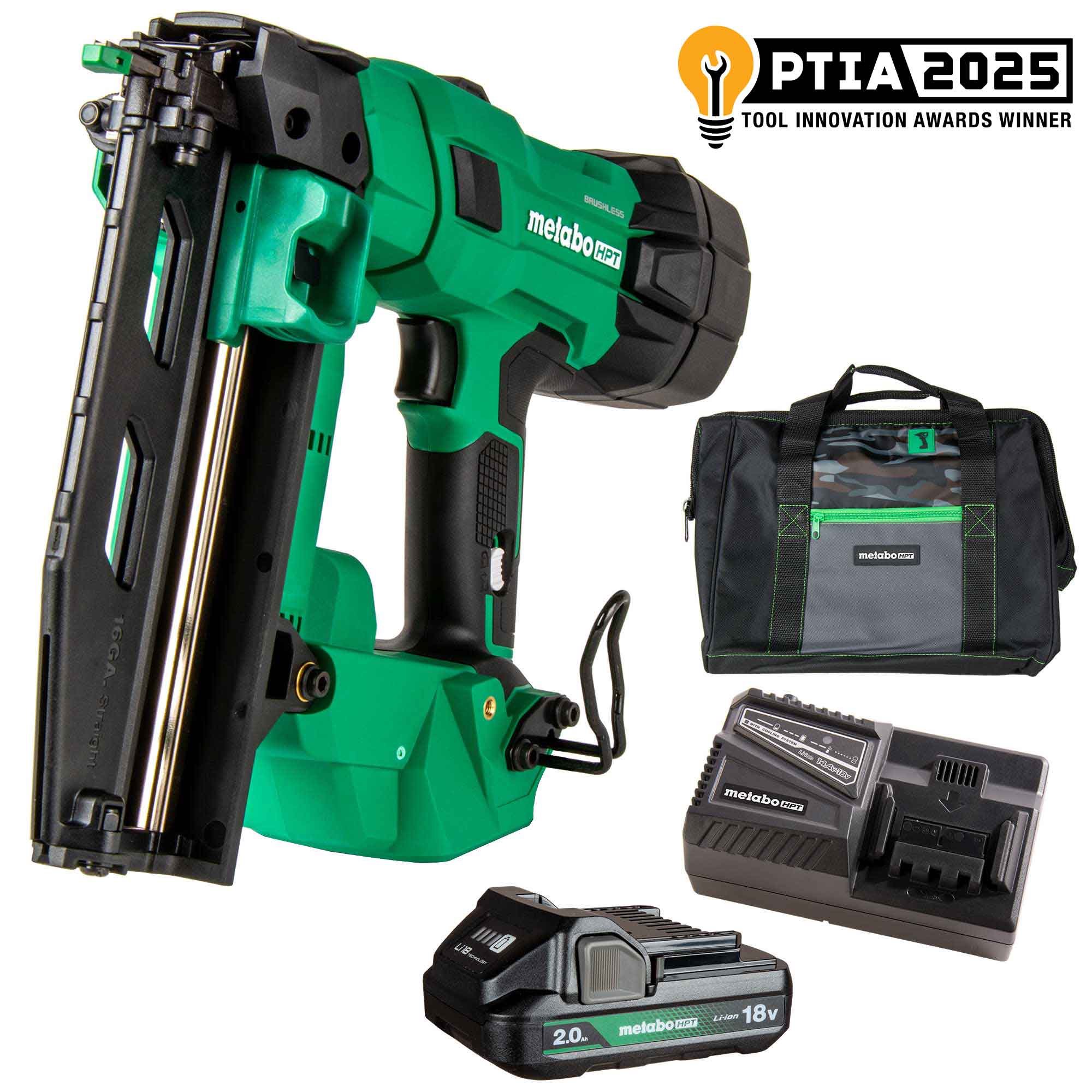 METABO HPT NT1865DSAM - 18V MultiVolt™ Brushless Pro 16-GA Straight Finish Nailer (1 x 2.0Ah)
