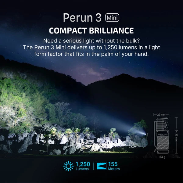 Olight Perun 3 Mini Headlamp & Flashlight - Black