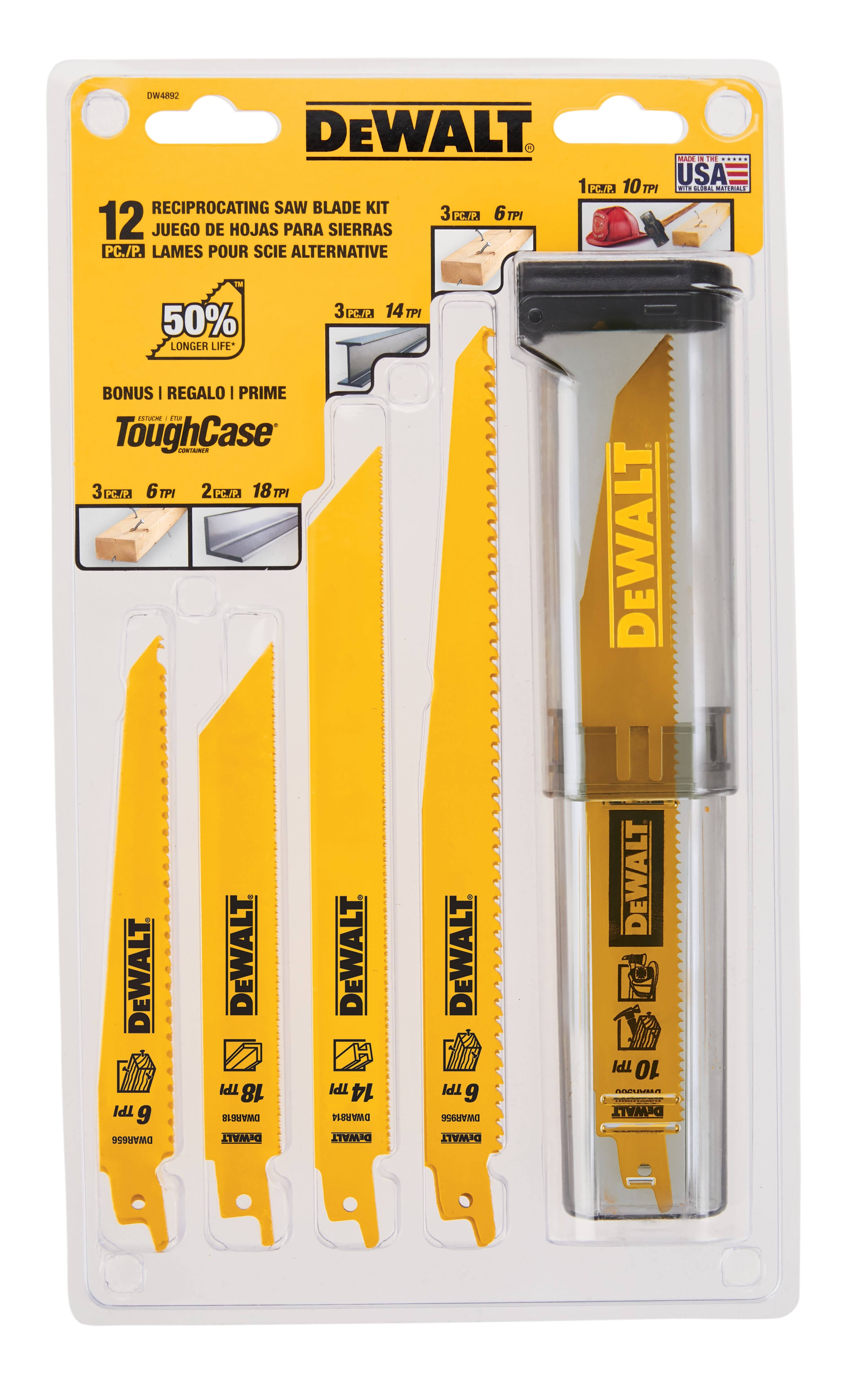 Dewalt DW4892 - 12pc. Recip. Blade Kit w/expandable storag
