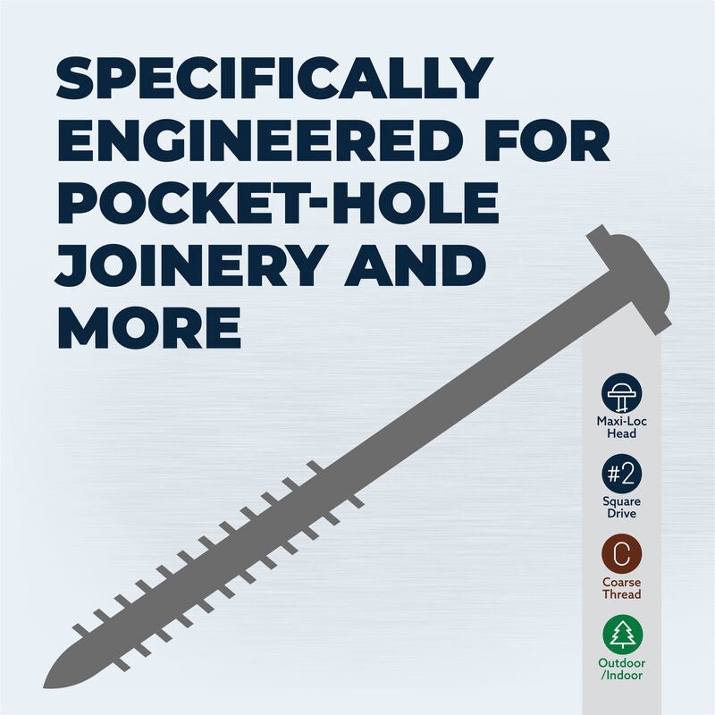 KREG SML-C2X250-125 - HD WR Pocket Screws - 2-1/2", #14 Coarse XL Screws - 125 PK