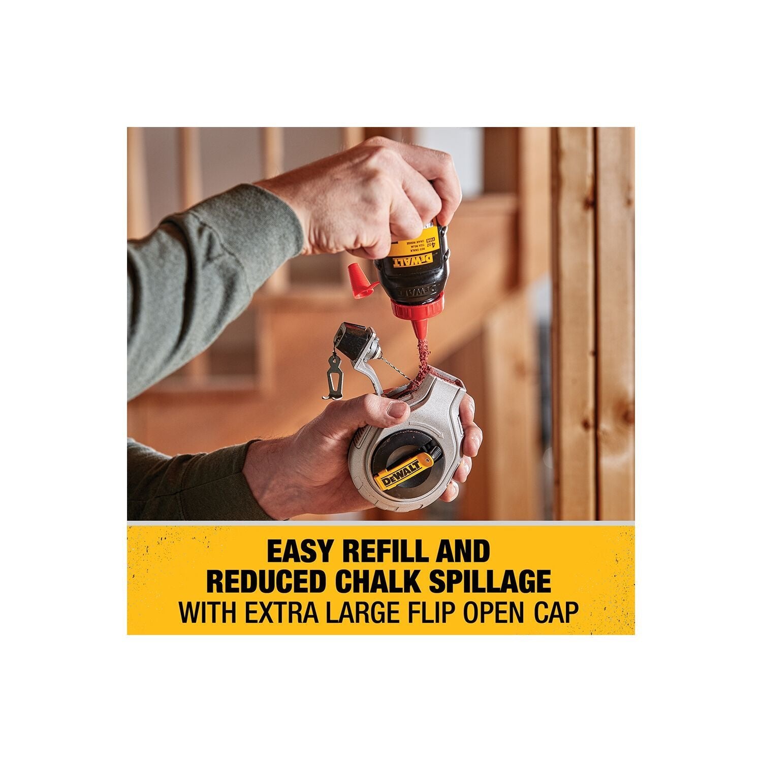 DEWALT DWHT47408-6:1 Chalk Reel 100 Ft W/Red