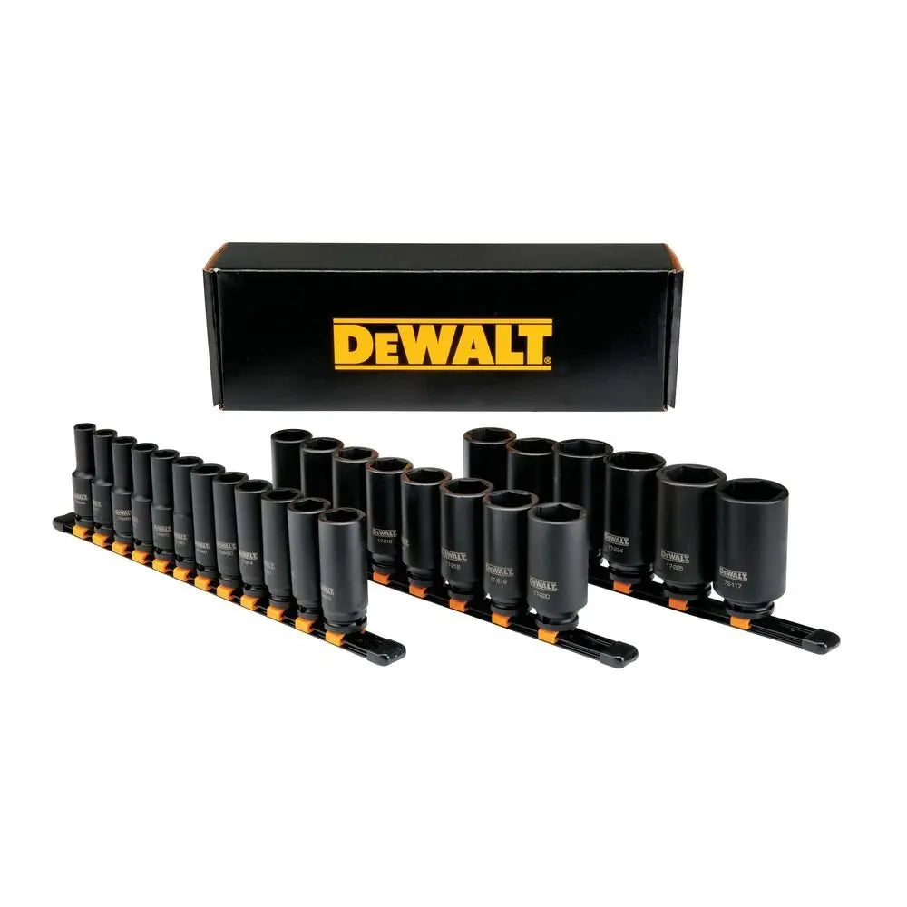 DEWALT DWMT19242-Deep Impact Socket Set, 26-Piece, 1/2" Drive Metric