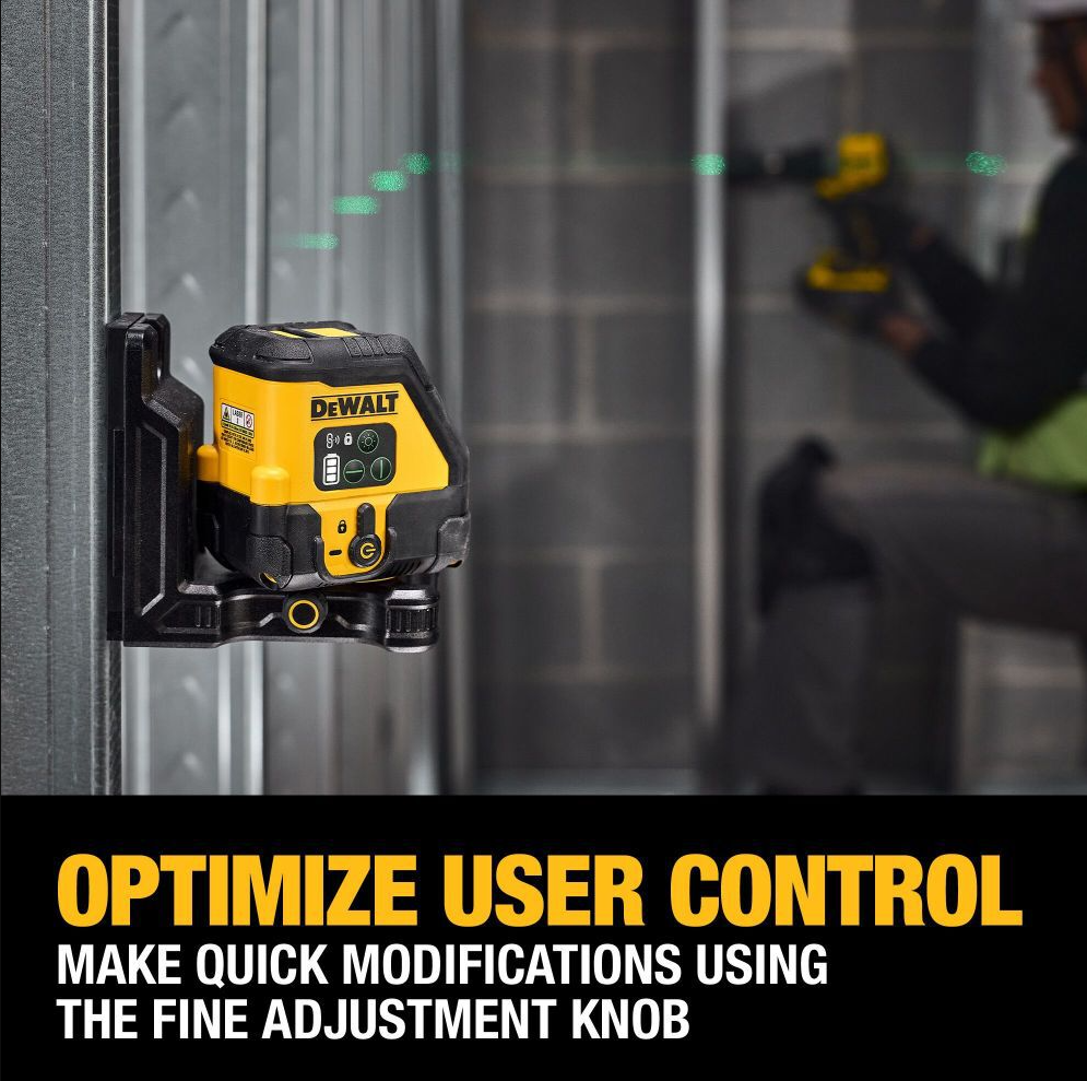 DEWALT DCLE14201GB - USB Rechargeable Green Cross Line Laser Base Kit