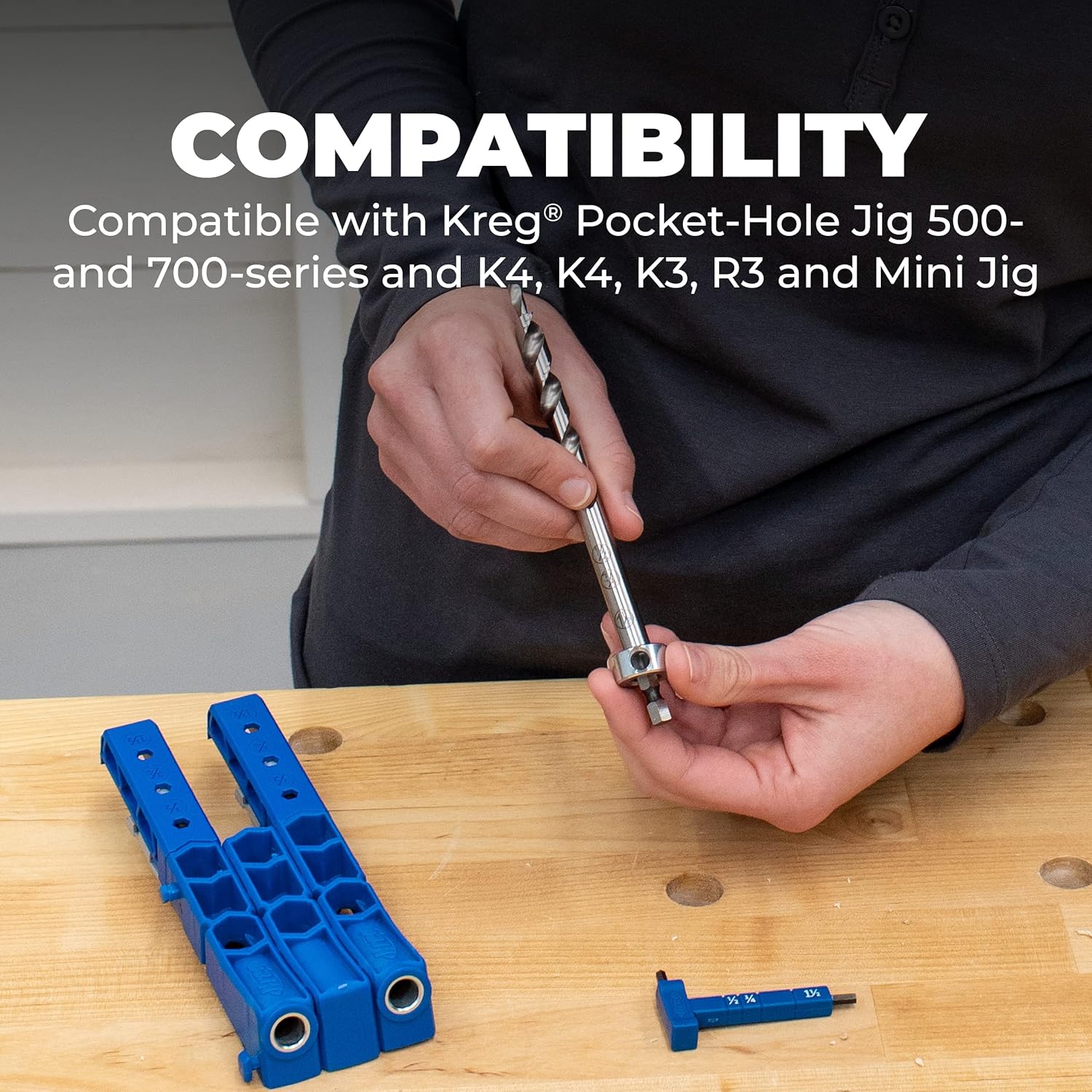 KREG KPHA308 - Easy-Set Drill Bit with Stop Collar & Gauge/Hex Wrench