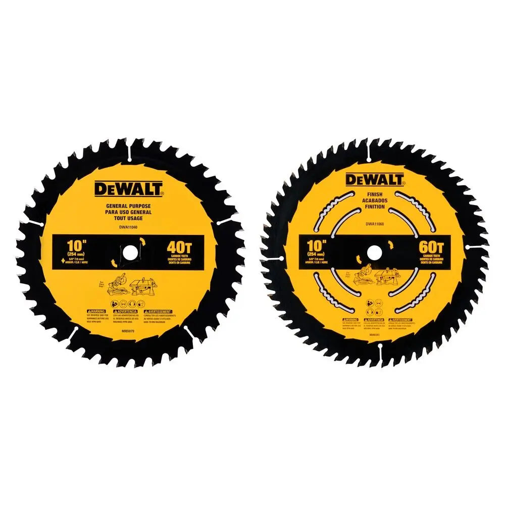 DEWALT DWA110CMB-10 In Carbide Table Saw Blade 40 Tooth with 5/8 in Arbor (1 Pack)