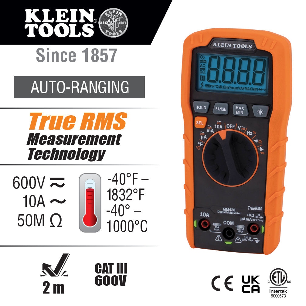 KLEIN KLE-MM420 - TRMS Auto-Ranging 600V Multimeter