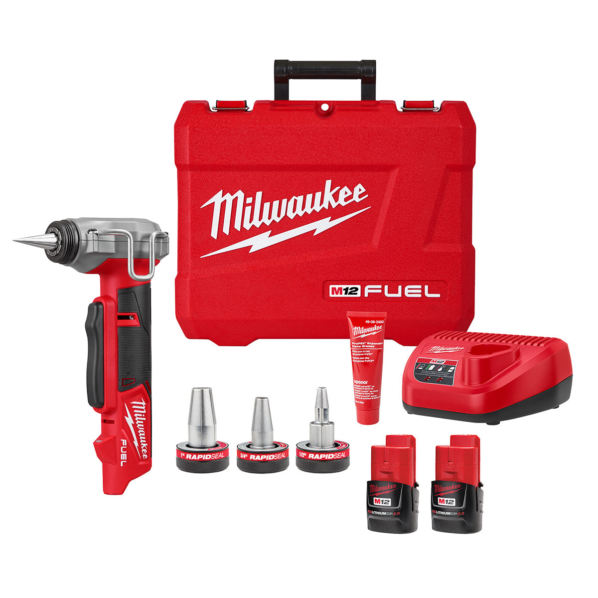 Milwaukee 2532-22 - M12 FUEL™ ProPEX® Expander Kit w/ 1/2"-1" RAPID SEAL™  ProPEX® Expander Heads - Wise Line Tools