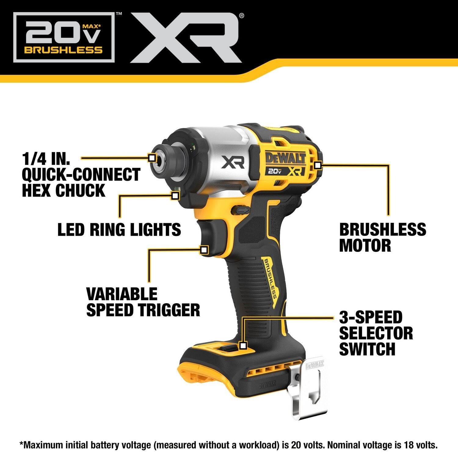 DEWALT DCF845B-20V MAX* XTREME Cordless Brushless 1/4 in Impact Driver Drill