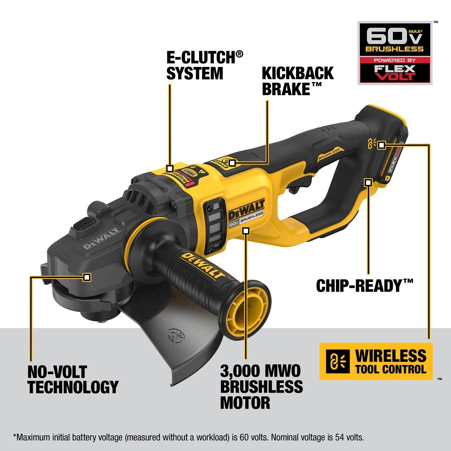 DEWALT DCG460B-60V MAX* 7 "-9" Large Angle Grinder (Tool Only)