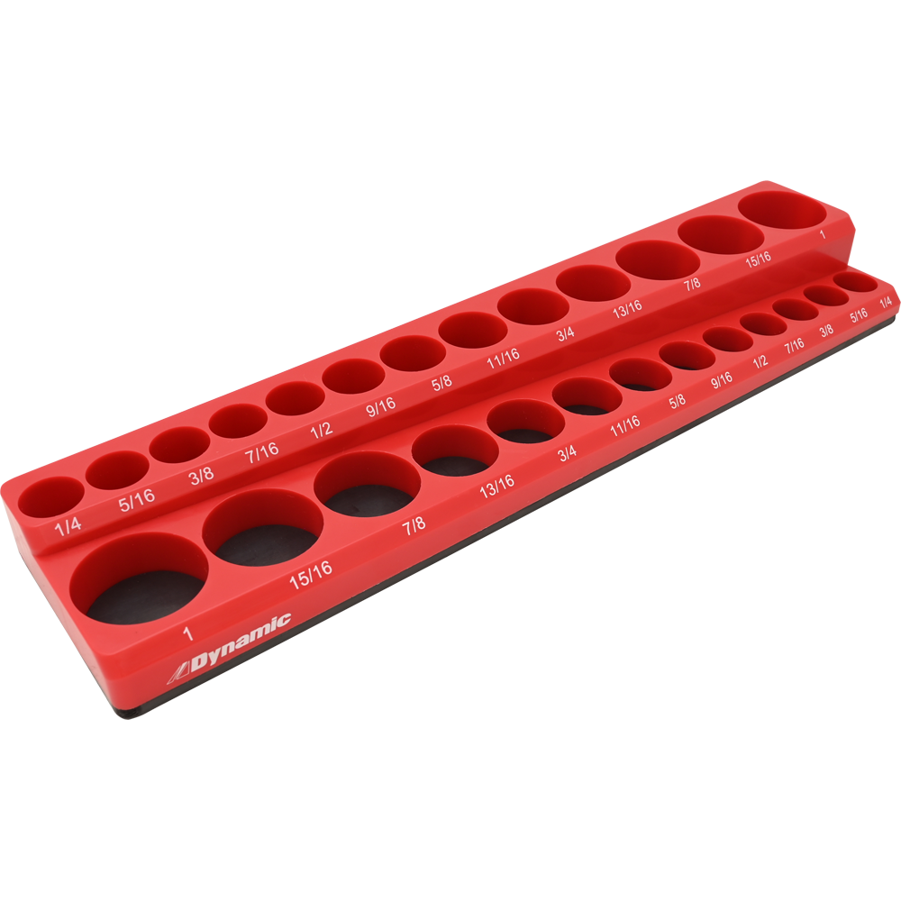 Dynamic Tools GT-D029002 -Dynamic Tools 3/8-in Drive Magnetic Organizer for 26 SAE Sockets - Wise Line Tools