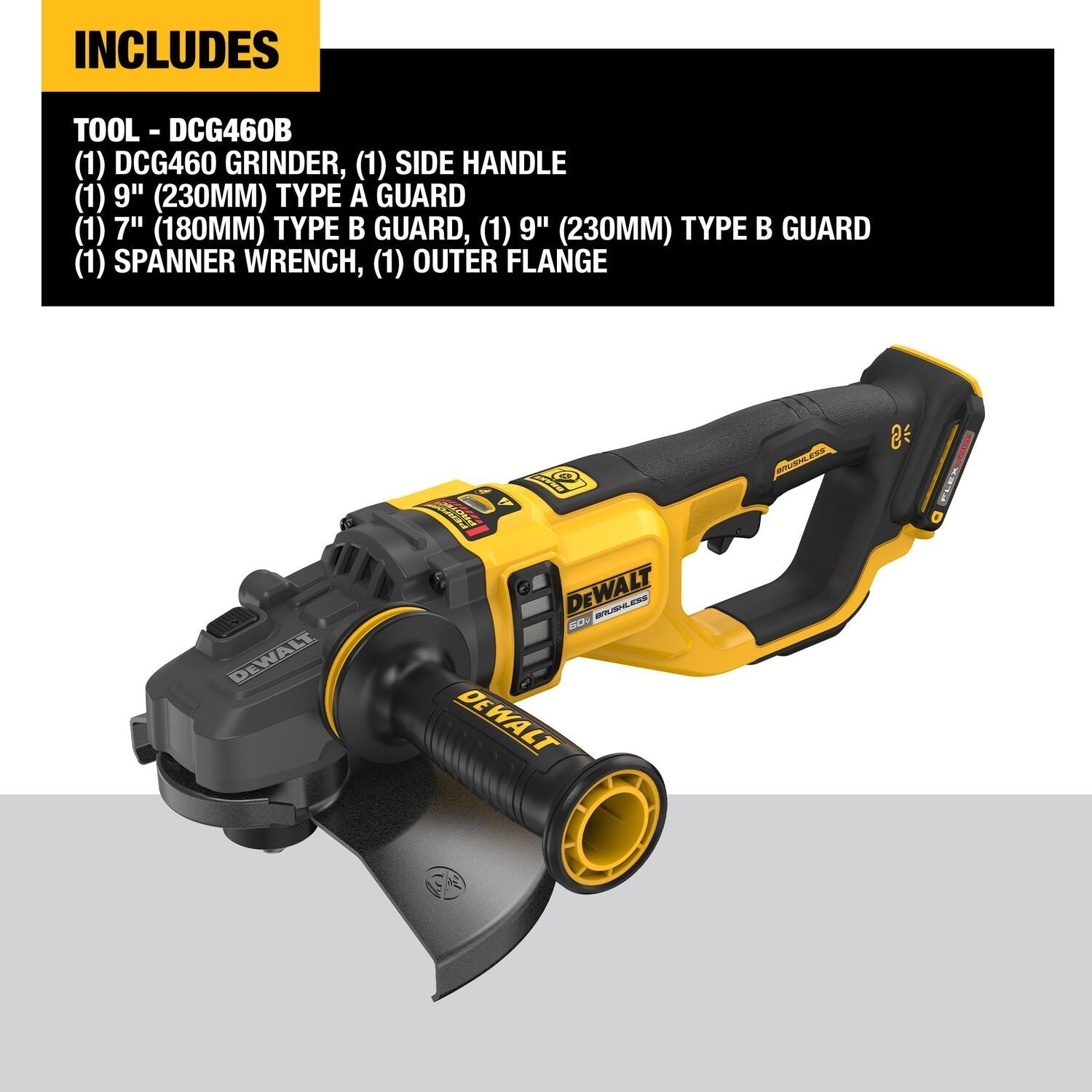 DEWALT DCG460B-60V MAX* 7 "-9" Large Angle Grinder (Tool Only)