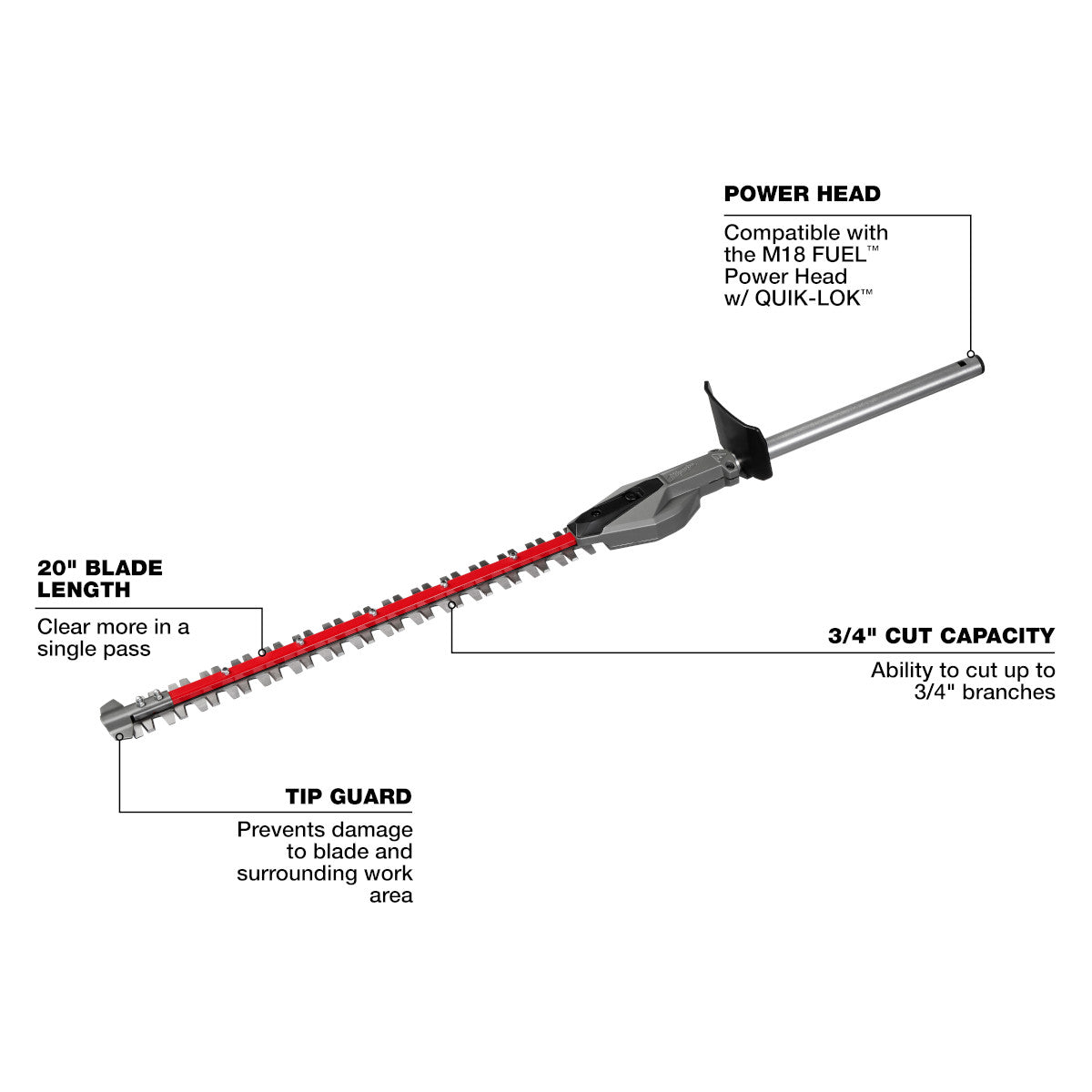 Milwaukee 49-16-2796 - M18 FUEL™ QUIK-LOK™ Hedge Trimmer Attachment