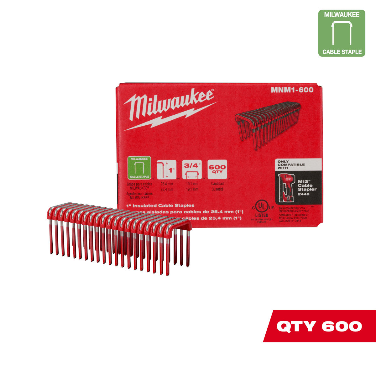 Milwaukee MNM1-600 - 1" Insulated Cable Staples - Wise Line Tools