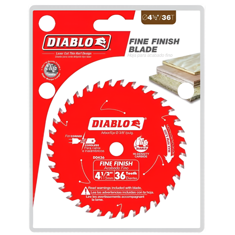 Diablo D0436X - 4-1/2 in. 36 Tooth Fine Finish Saw Blade