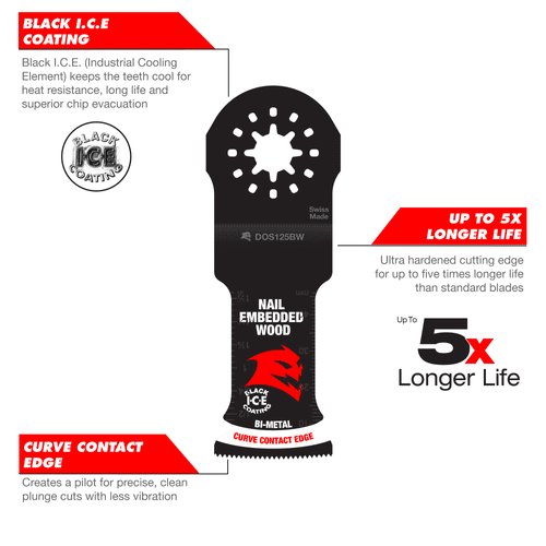 Diablo DOS125BW3 1-1/4 in. Starlock Bi-Metal Oscillating Blades for Nail-Embedded Wood- 3 Pack