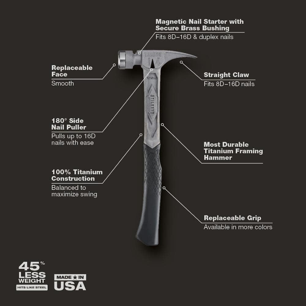 TIB14RSC - STILETTO® TIBONE™ 14oz Smooth/Curved Titanium Framing Hammer