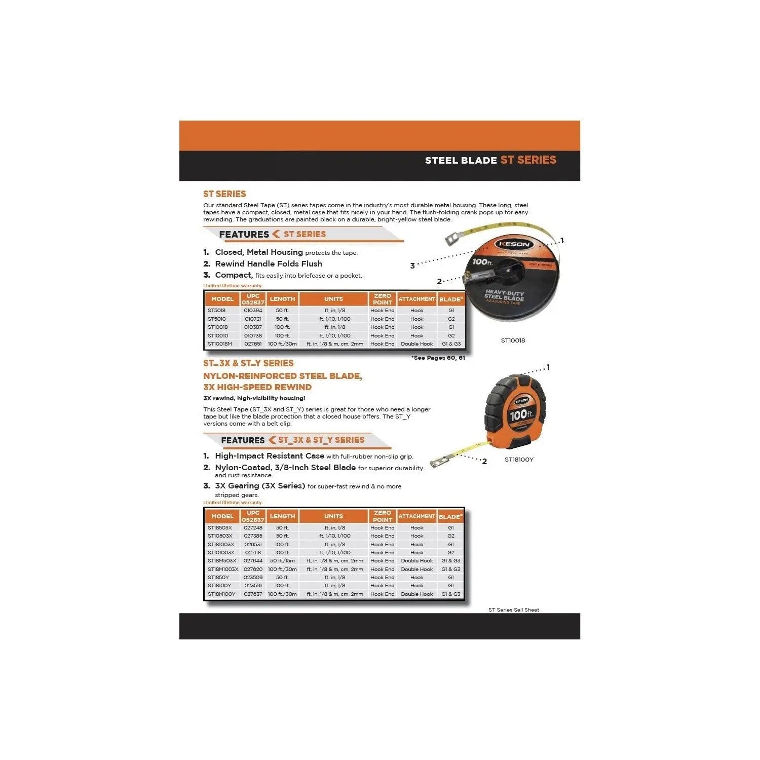 Keson ST181003X - 3X Steel Blade Measuring Tape