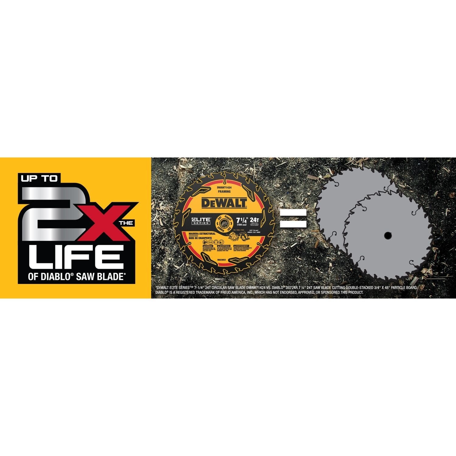 DEWALT DWAW71424-ELITE SERIES 7-1/4 In Carbide Circular Saw Blade 24 Tooth with 5/8 in Arbor (1 Pack)