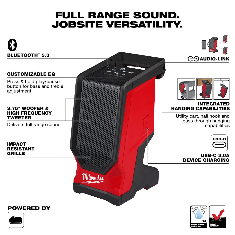 Milwaukee 2954-20 - M18™ Bluetooth® Jobsite Speaker - Wise Line Tools