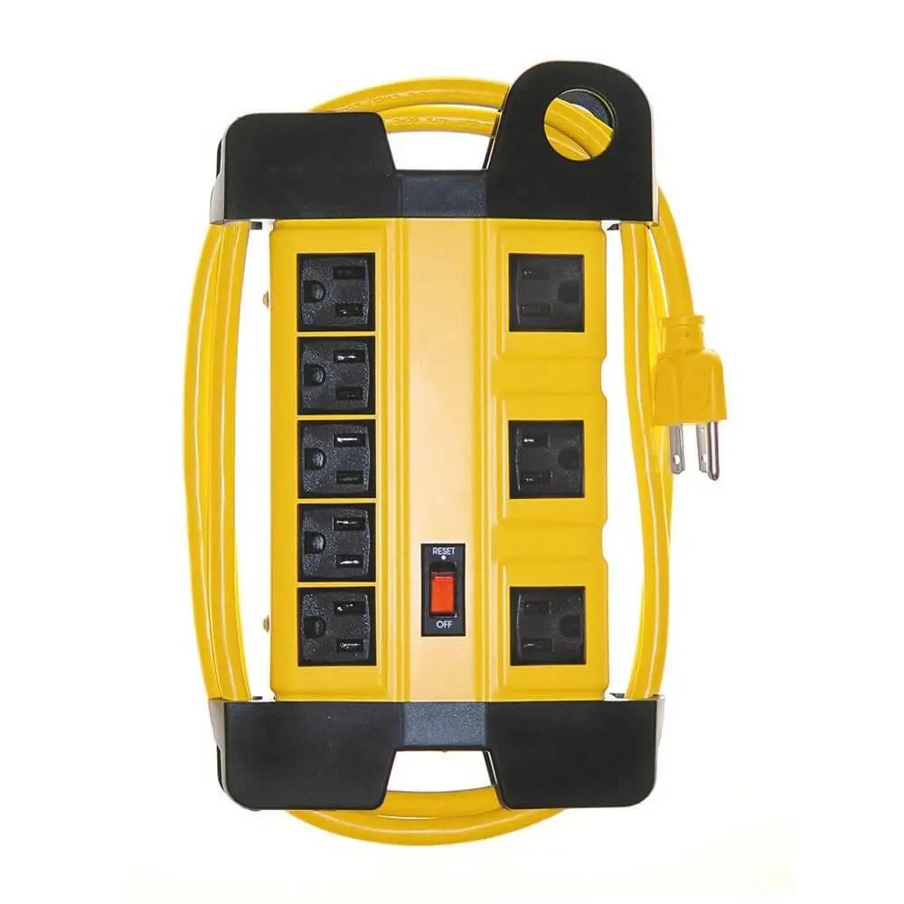 Prime PB801130 - 8-Outlet (5+3) Black Metal Shop Box w/ 6ft Cord &