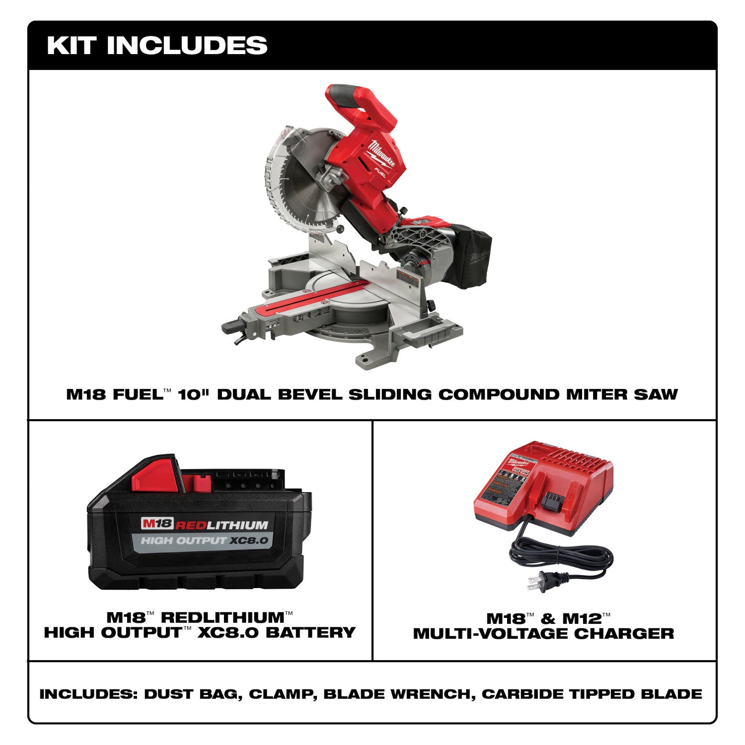 Milwaukee 2734-21 - M18 FUEL™ 10" Dual Bevel Sliding Compound Miter Saw Kit - Wise Line Tools