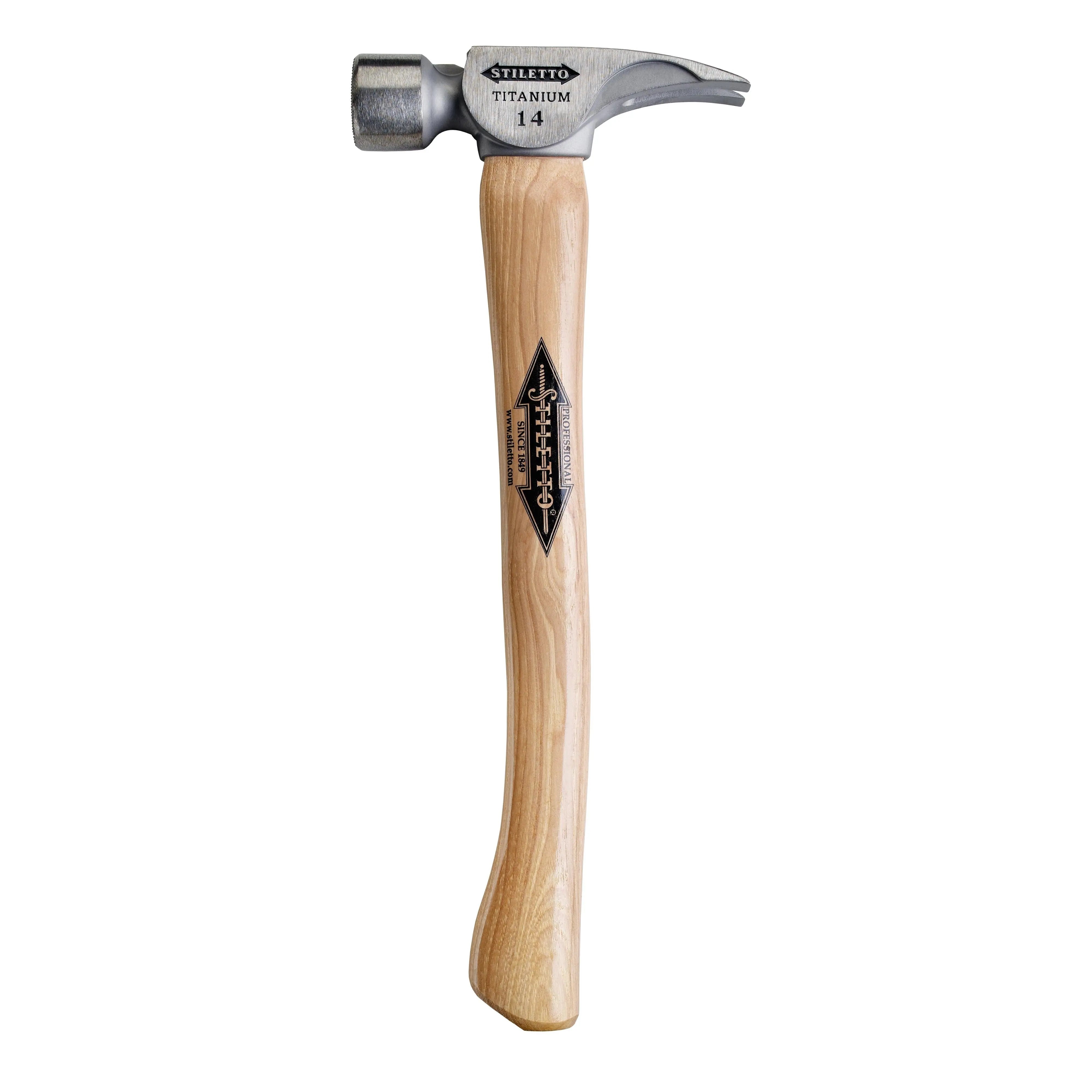 Milwaukee TI14SC - 14 oz Titanium Smooth Face Hammer with 18 in. Curved Hickory Handle