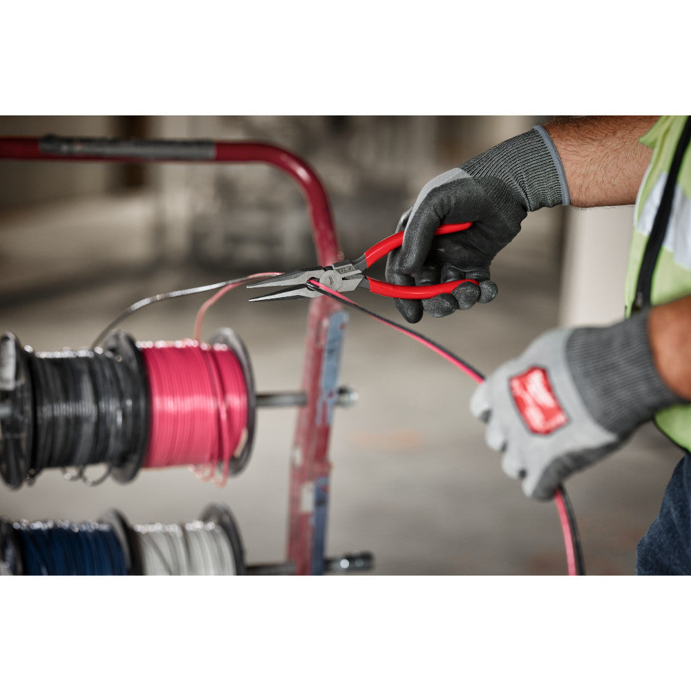 Milwaukee MT505 - 8" Long Nose Dipped Grip Pliers (USA) - Wise Line Tools