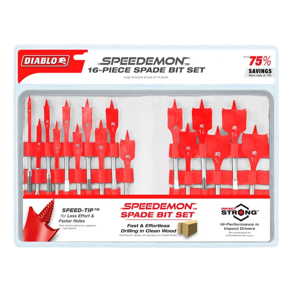 Diablo DSP2980-S16 - Spade Bit Set For Wood (16-pc)